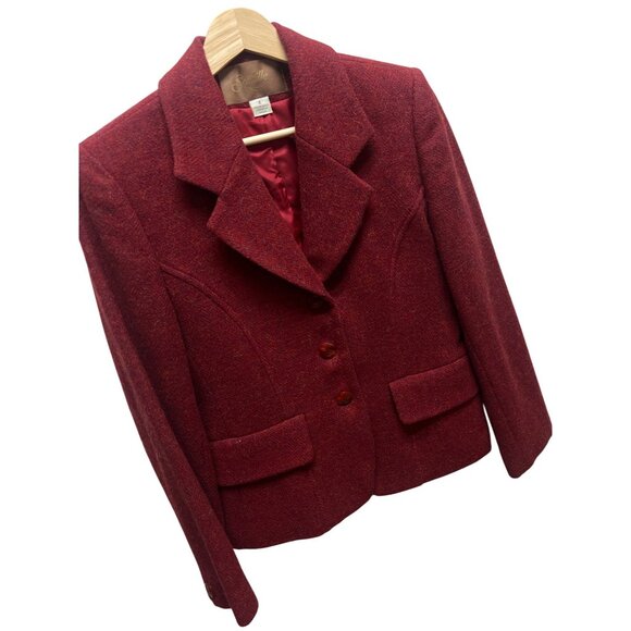 Saville Vintage 80's Red Wool Tailored Blazer - Picture 1 of 9